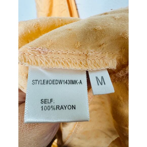 LOUNA Orange Square Neckline Puff Sleeves Chic Flowy Midi Dress size Medium - Picture 9 of 13